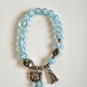 Elegant Silver and Blue Beaded Bracelet